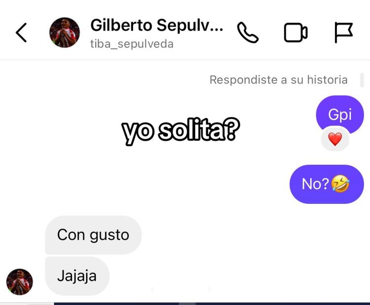Parte de las supuestas conversaciones entre la tiktokera y el 'Tiba' Sepúlveda. FOTO: Captura