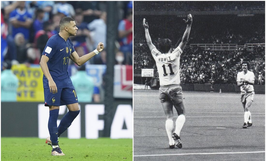 Kylian Mbappé y Geoff Hurst. Foto: Imago7/Especial