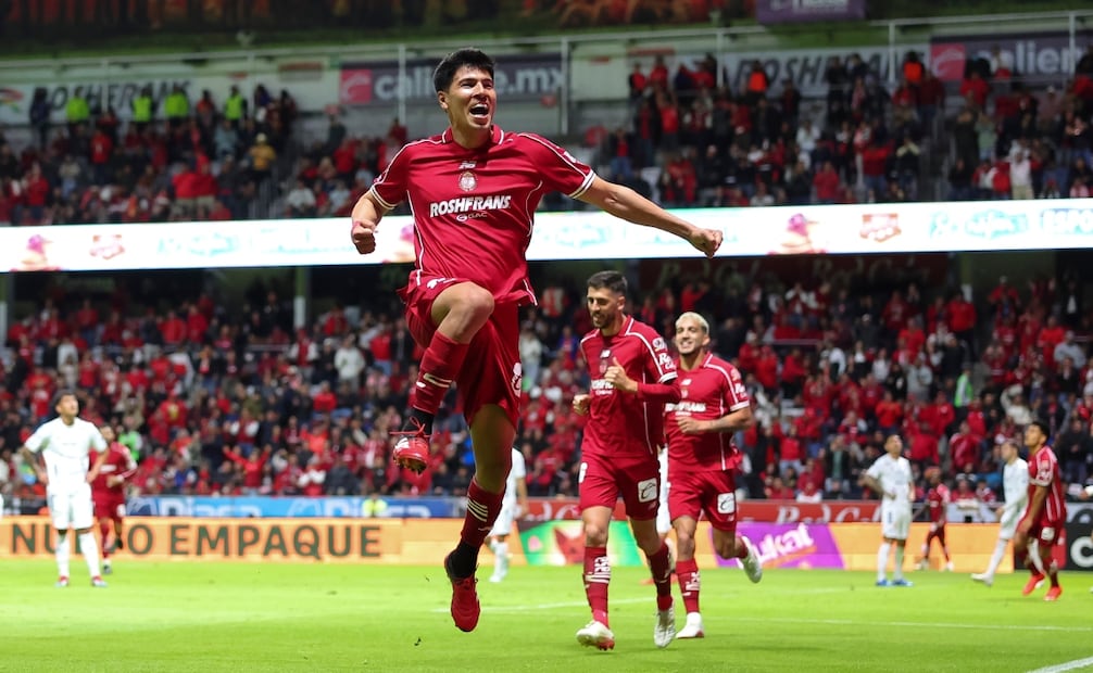 Erick Gutiérrez celebrando el único tanto de Toluca esta noche en el Nemesio Diez / Foto: Imago7
