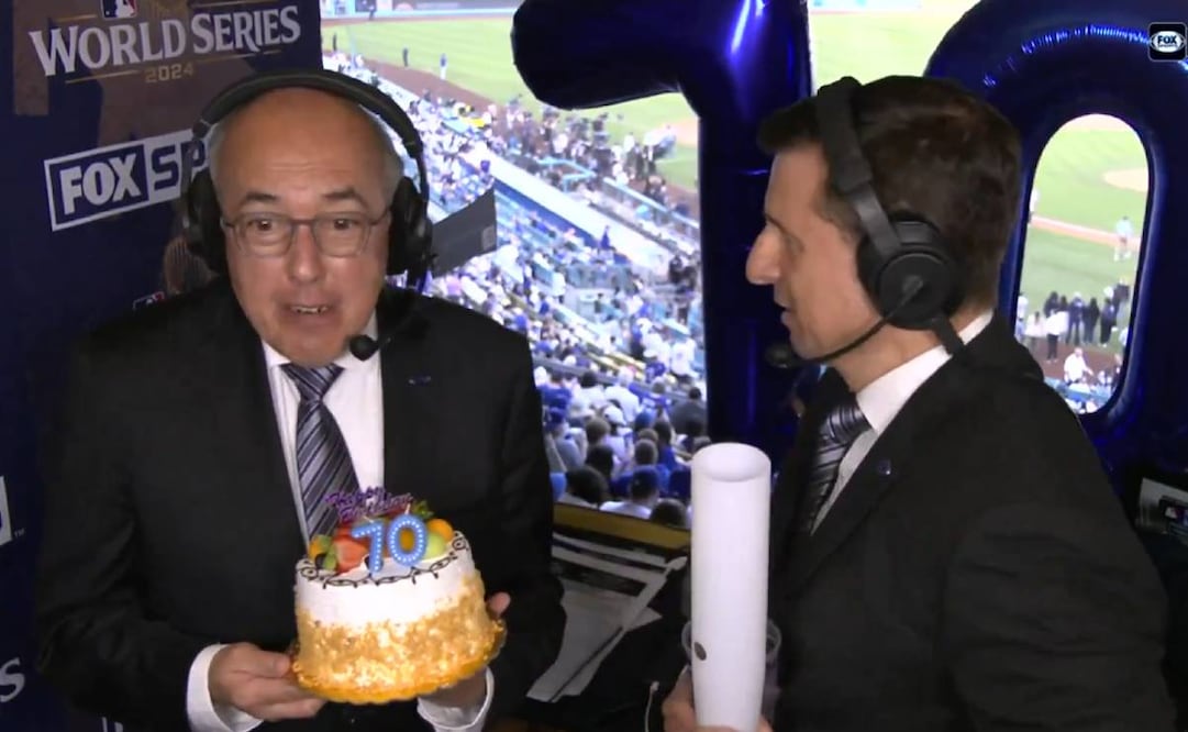 Pepe Segarra tuvo un emotivo festejo en plena Serie Mundial de la MLB. FOTO: Captura