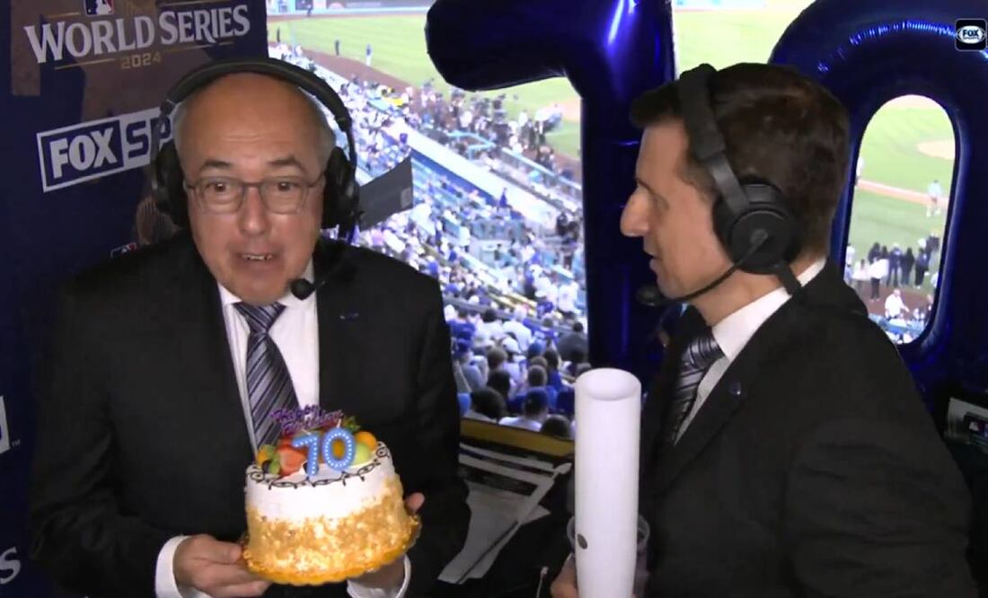 Pepe Segarra tuvo un emotivo festejo en plena Serie Mundial de la MLB. FOTO: Captura