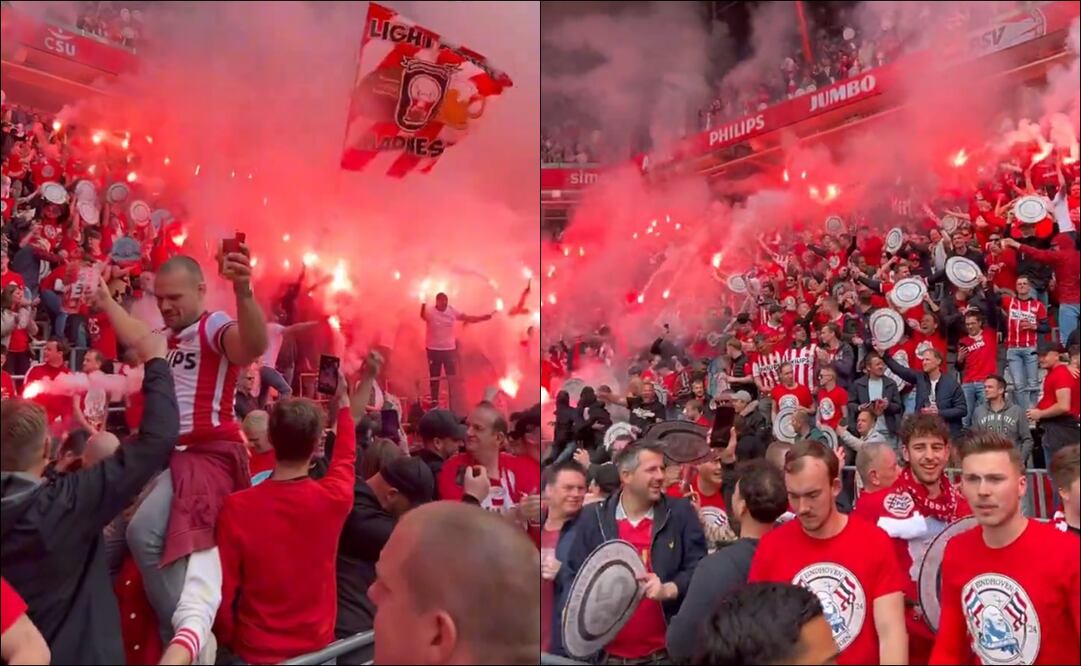 Aficionados del PSV celebran tras la obtención del titulo en la Eredivisie. FOTOS: Capturas