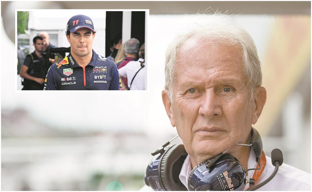 Helmut Marko y Checo Pérez en Fórmula 1 / FOTO: AFP