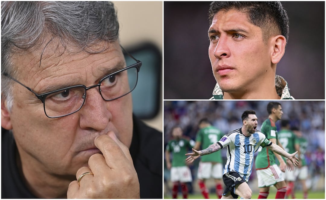 Gerardo 'Tata' Martino con Edson Álvarez y Messi festejando ante México / FOTO: Imago7