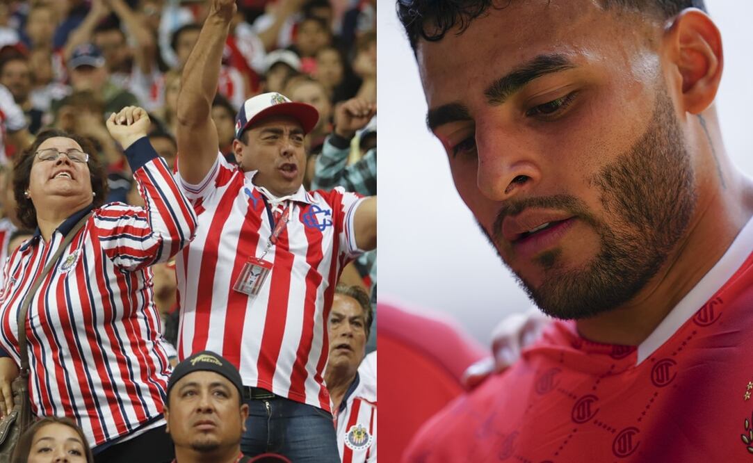 Aficionados de Chivas enojados y Alexis Vega lamentándose con Toluca / FOTO: Especial e Imago7