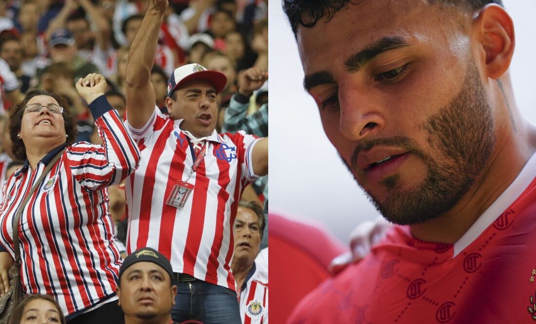 Aficionados de Chivas enojados y Alexis Vega lamentándose con Toluca / FOTO: Especial e Imago7
