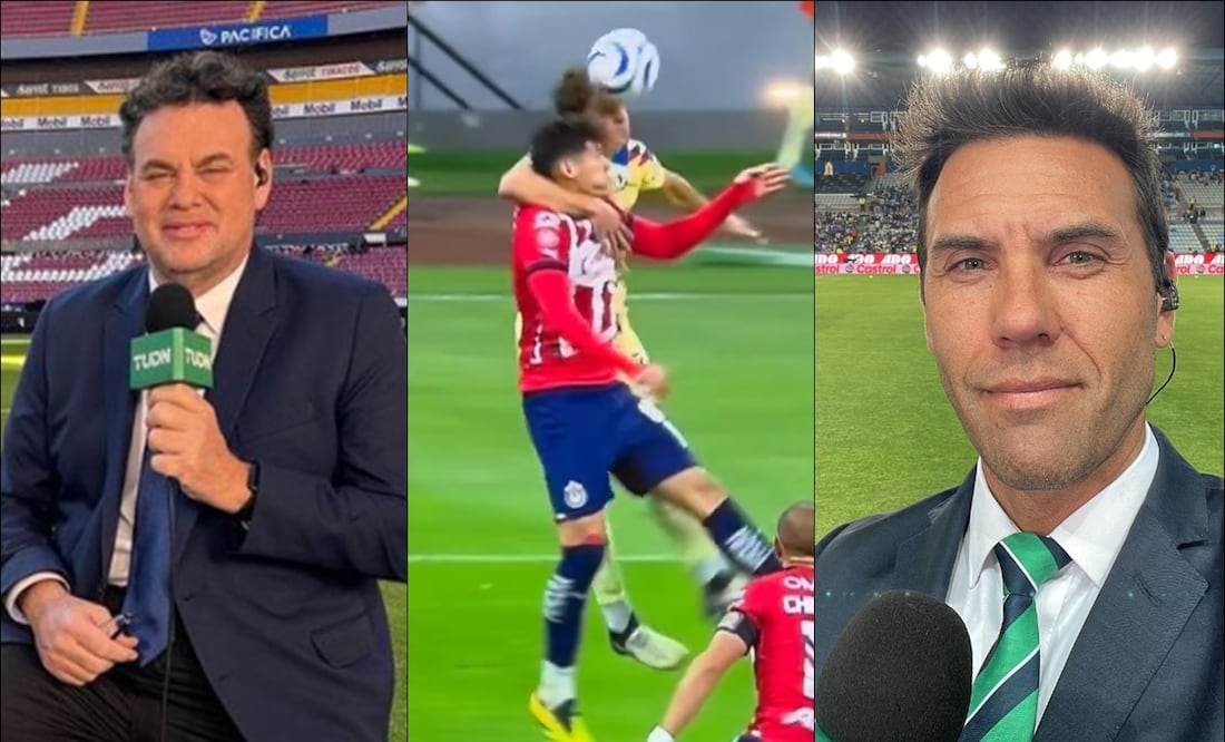 David Faitelson y Damián Zamogilny arremetieron entre tras la jugada de Lichnovsky en el Clásico. FOTOS: Capturas