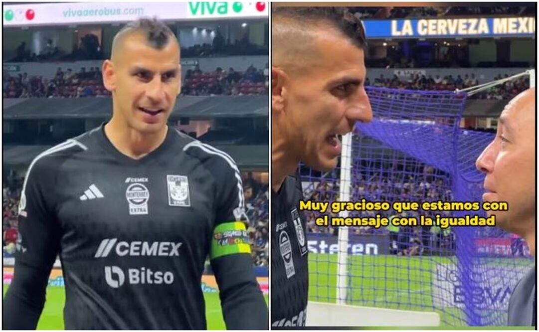 Nahuel Guzmán, portero de Tigres, hablando con reportero de TUDN - Foto: TUDN (X)