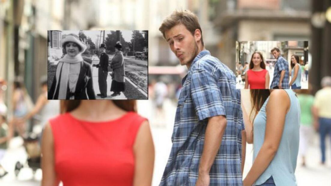 Chaplin, el verdadero inventor del meme “novio distraído”