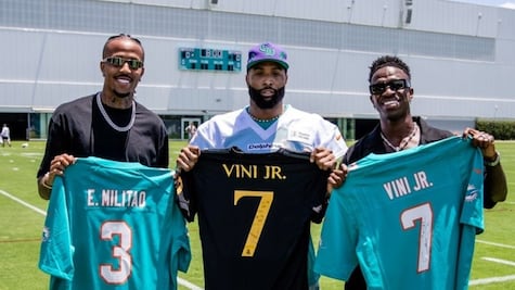 Así fue el encuentro entre jugadores de la NFL y futbolistas brasileños del Real Madrid