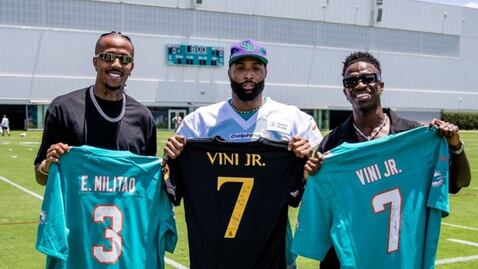 Así fue el encuentro entre jugadores de la NFL y futbolistas brasileños del Real Madrid