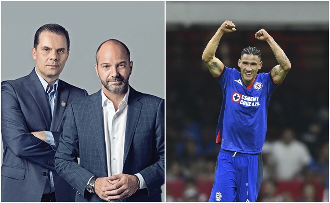 Christian Martinoli y Luis García en sesión de fotos y Uriel Antuna celebrando con Cruz Azul / FOTO: Especial e Imago7