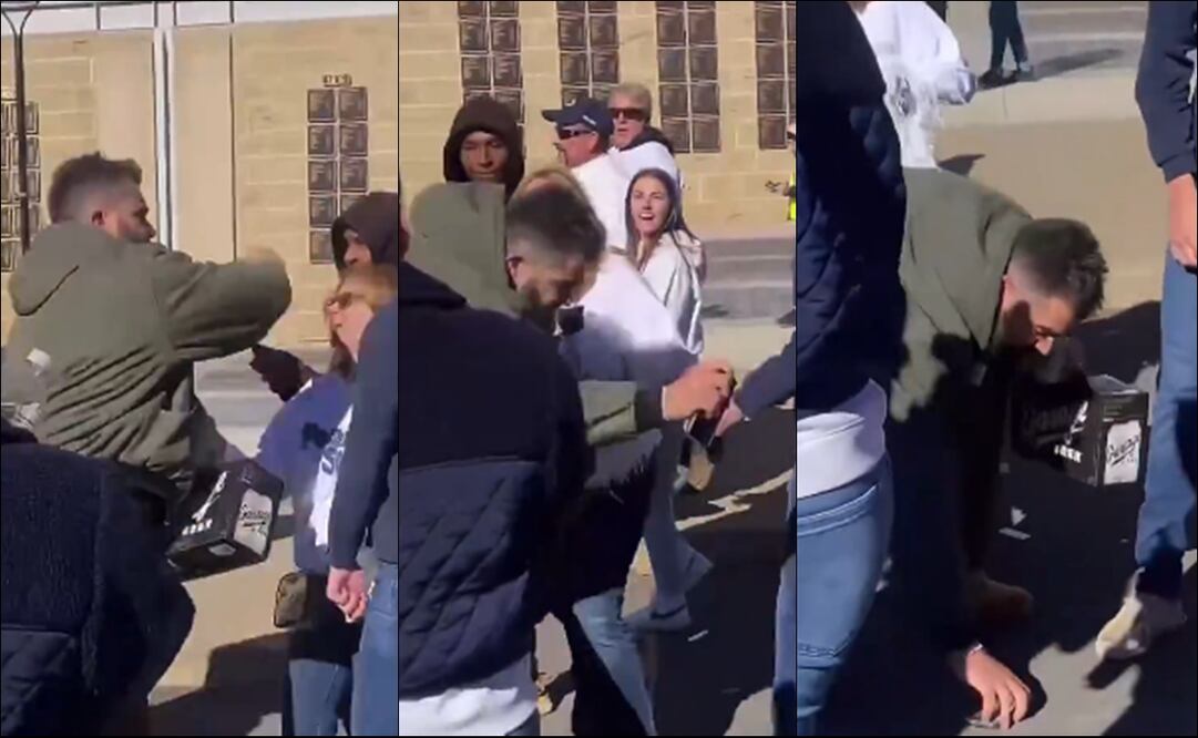 Jason Kelce arrebata el teléfono de un aficionado y lo estrella contra el piso. FOTO: Captura