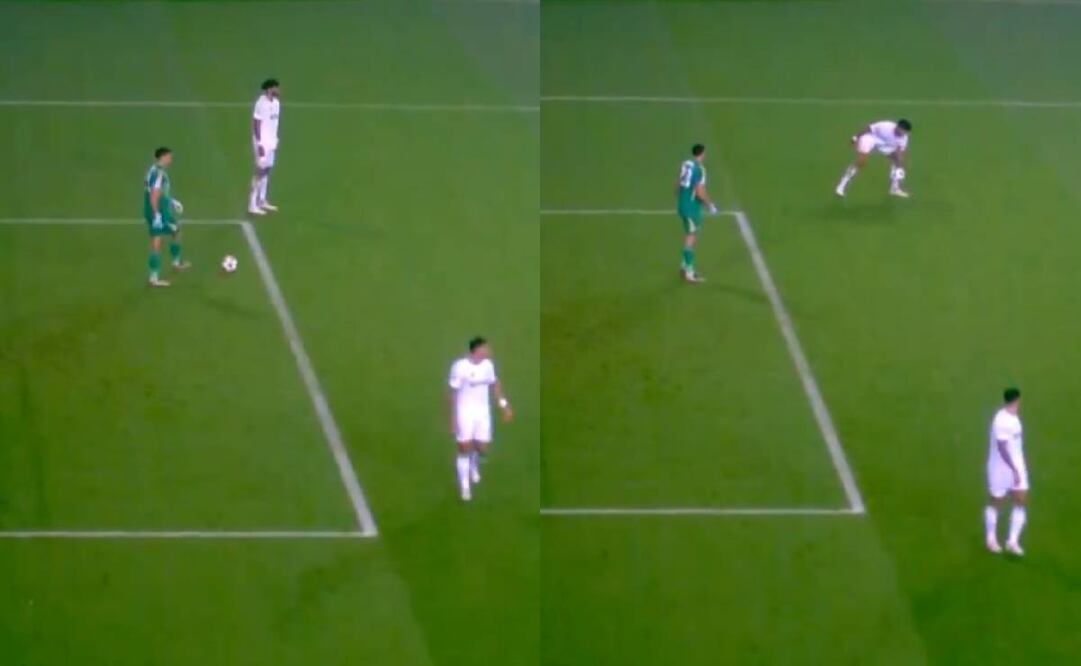 Dibu Martínez realizó un saque de meta corto y Tyrone Mings lo tomó con las manos, por lo que marcaron penalti en contra. Foto: Especial