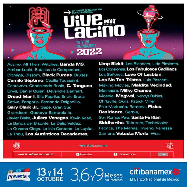 Sale el cartel del Vive Latino 2022 y aquí los 10 mejores memes