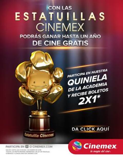 Cinemex te invita a participar en la quiniela “Estatuillas Cinemex”