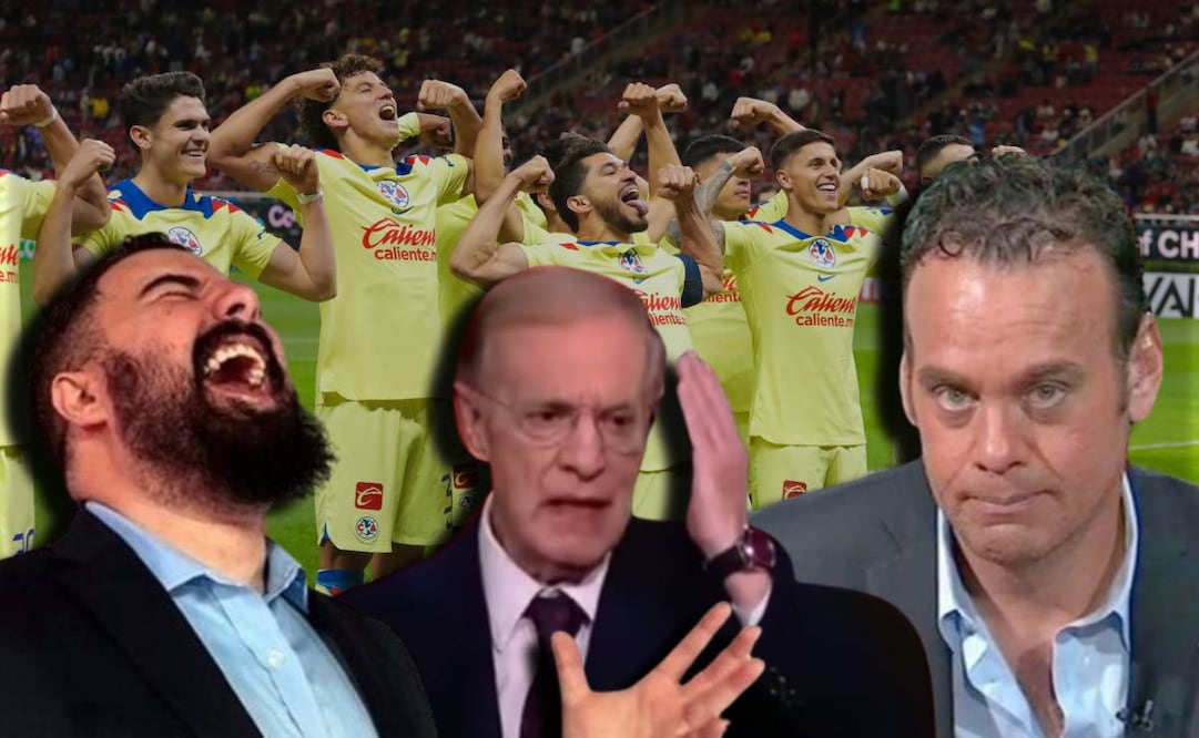 Álvaro Morales riendo, José Ramón Fernández y David Faitelson enojados con jugadores de América celebrando / FOTOS: Capturas e Imago7