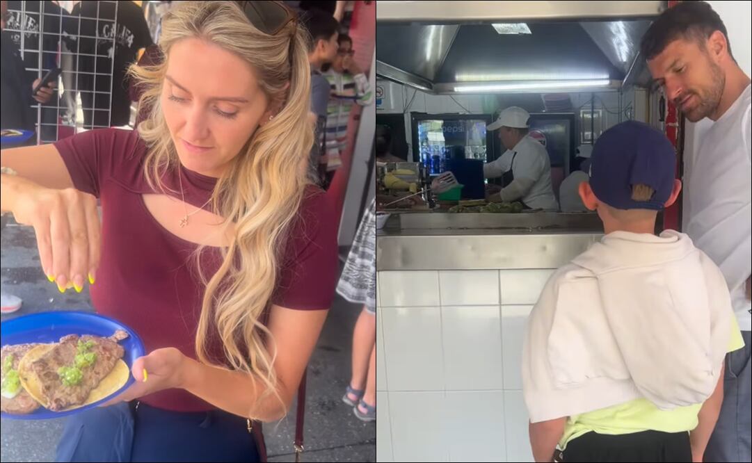 La familia del galés Aaron Ramsey visitaron una taquería en la Ciudad de México. FOTO: Capturas