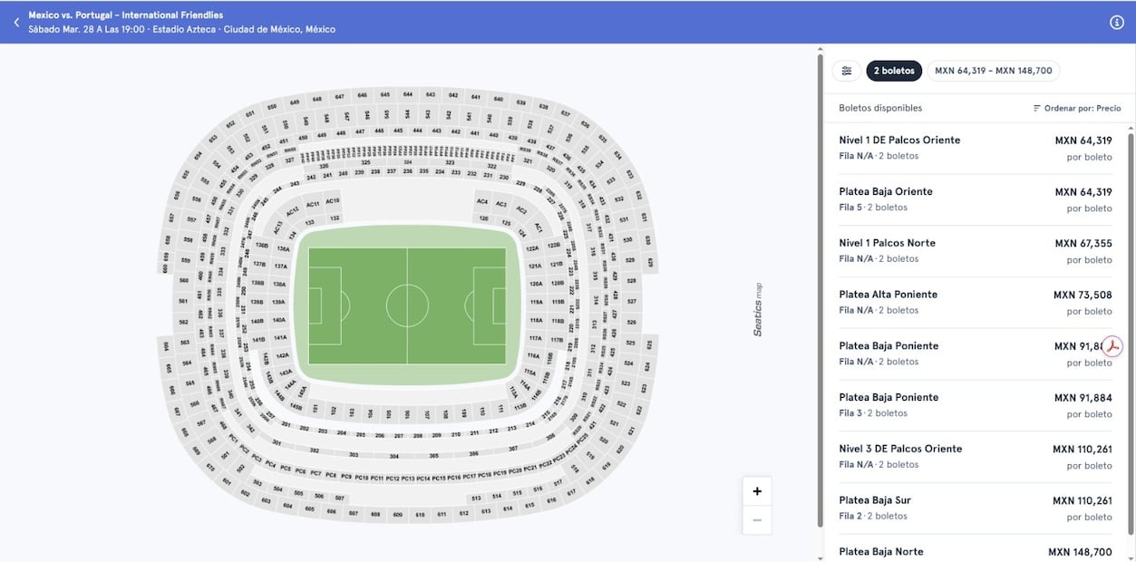 Boletos en reventa del México vs Portugal Foto: Capturas