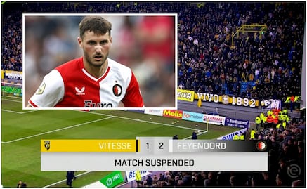 Santi Giménez y el Feyenoord sufren violencia ante el Vitesse y se suspendió momentáneamente el partido