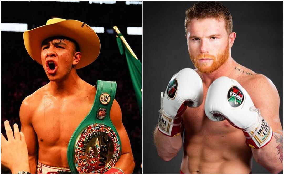 Jaime Munguía tras noquear a John Ryder y Saúl 'Canelo' Álvarez en su gimnasio / FOTOS: Instagram @jaimemunguiaoficial y @caneloteam