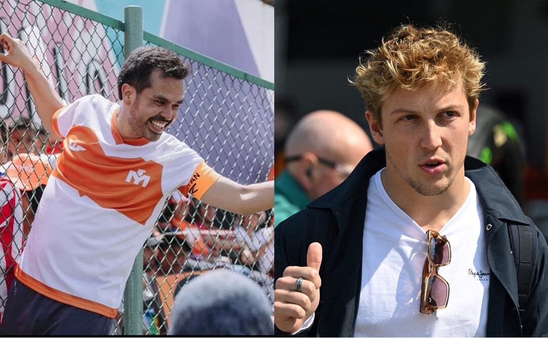 Jorge Álvarez Máynez en un evento político y Liam Lawson en las actividades del Gran Premio de China - Fotos: @alvarezmaynez en Instagram y AFP