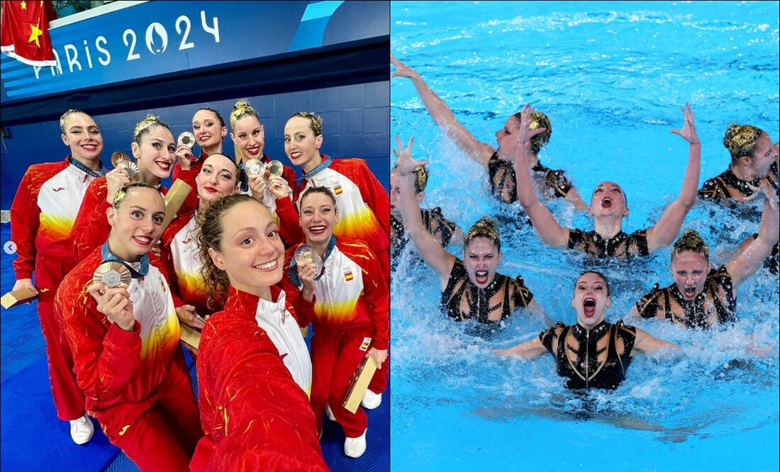 Este es el equipo de natación artística de España que se colgó el bronce en París 2024. FOTOS: Especiales