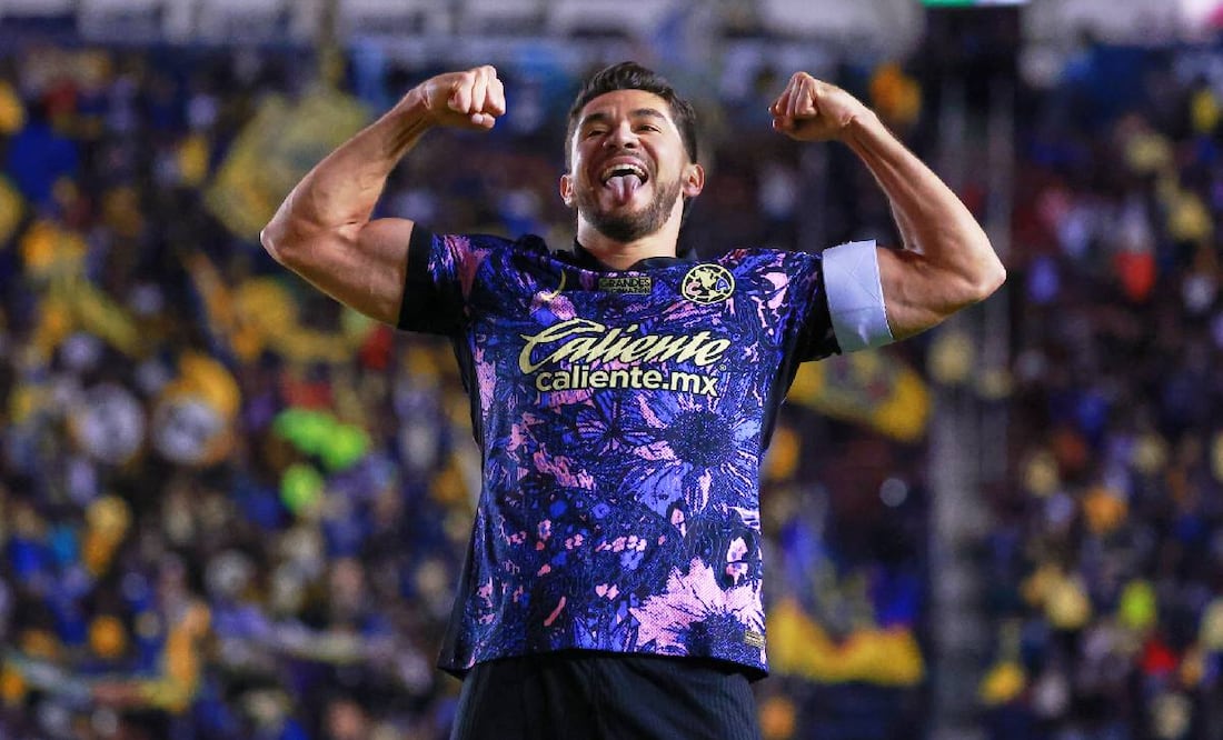 Henry Martín festeja el gol que abrió el camino para la goleada del América a Santos. Foto: Imago7