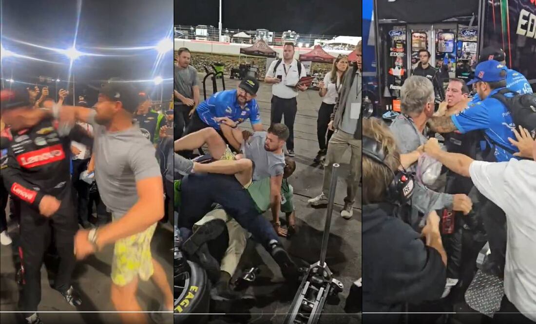 Ricky Stenhouse Jr. y Kyle Busch se dieron con todo al final de una carrea en NASCAR. Foto: Especial