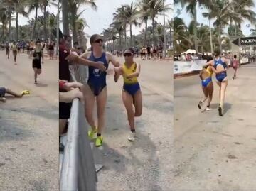 La triatleta Gabriela Urías ayudó a una rival a levantarse para poder cruzar juntas la meta