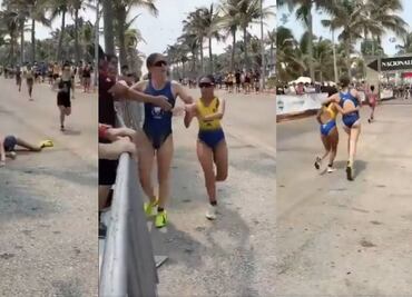 La triatleta Gabriela Urías ayudó a una rival a levantarse para poder cruzar juntas la meta