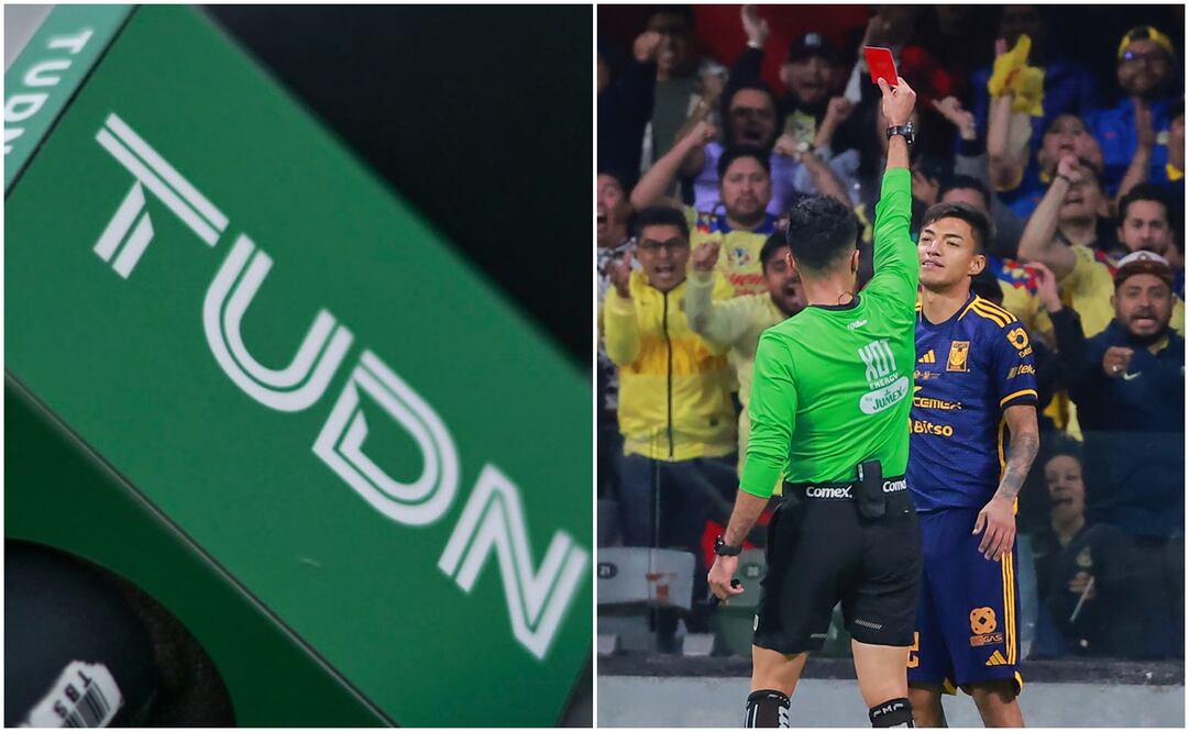 micrófono de TUDN y Adonai Escobedo expulsando a Raymundo Fulgencio en la Final / FOTOS: Televisa e Imago7