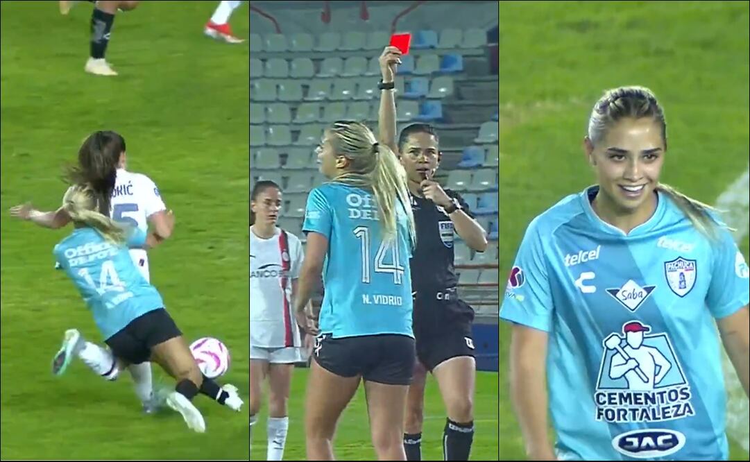 Nailea Vidrio recibe la tarjeta roja en el amistoso vs el Milan. FOTO: Capturas