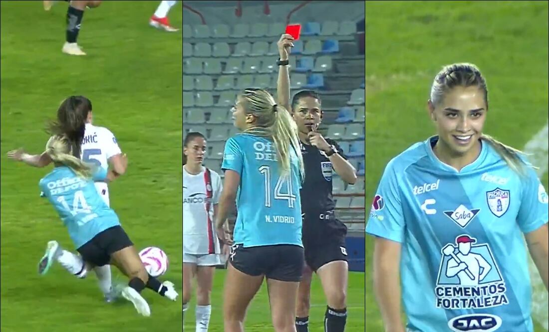 Nailea Vidrio recibe la tarjeta roja en el amistoso vs el Milan. FOTO: Capturas