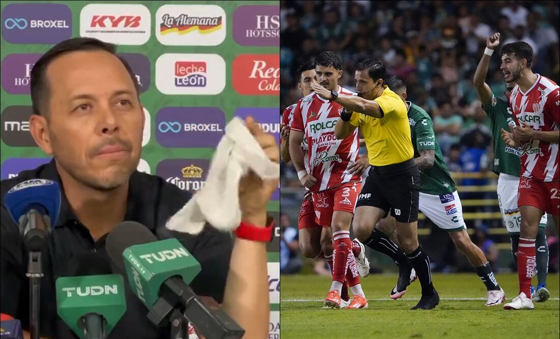 Lalo Fentanes apareció a la rueda de prensa con un pañuelo blanco en mano. FOTO: Imago7 /Captura