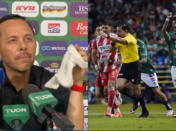 ¿Protesta contra el arbitraje? Lalo Fentanes mostró un pañuelo blanco tras el empate contra el León