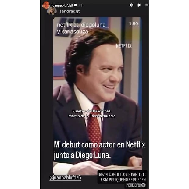 Así fue la historia que Juan Pablo Fernández compartió en sus historias de Instagram. FOTO: Captura