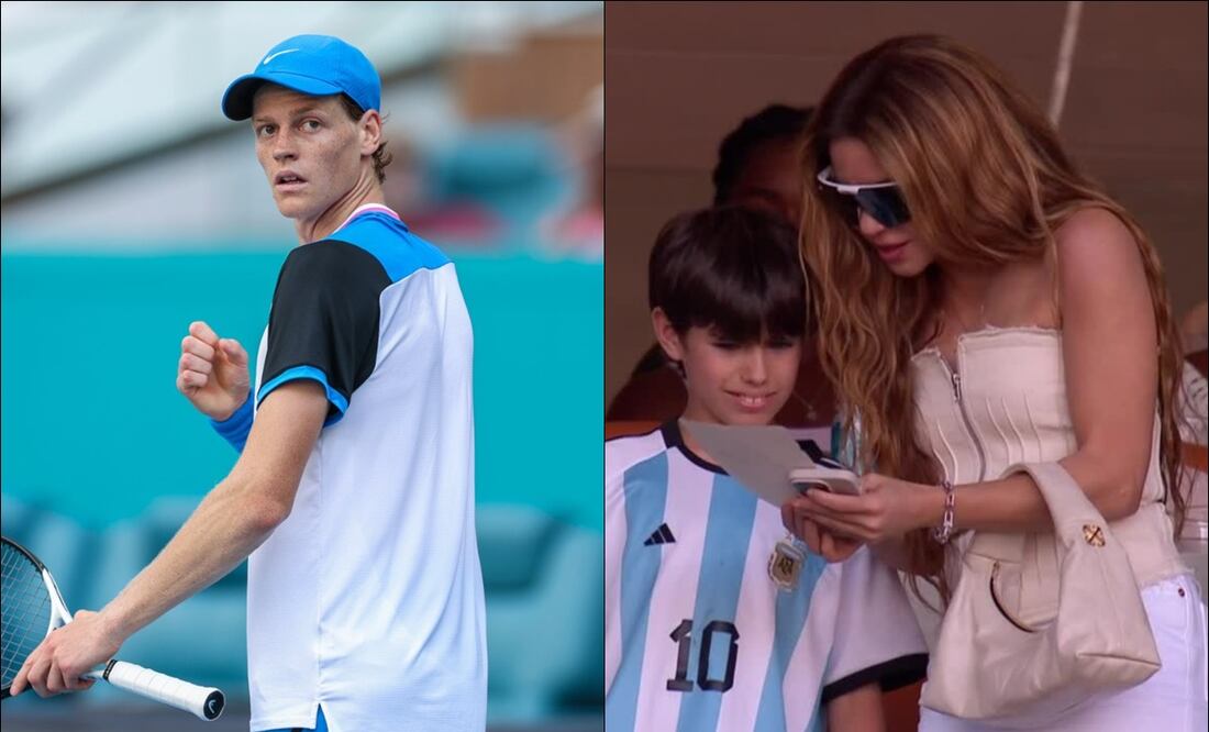 Jannik Sinner y Shakira, en el Miami Open. FOTOS: Capturas