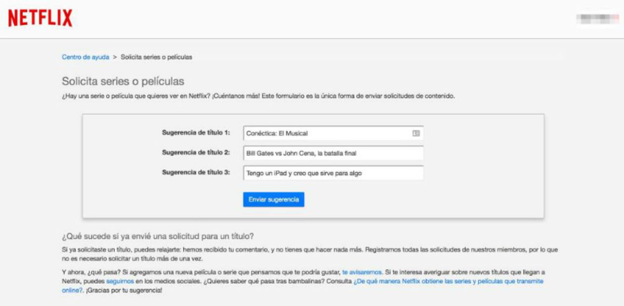 ¿Cómo solicitar a Netflix una serie o película? 