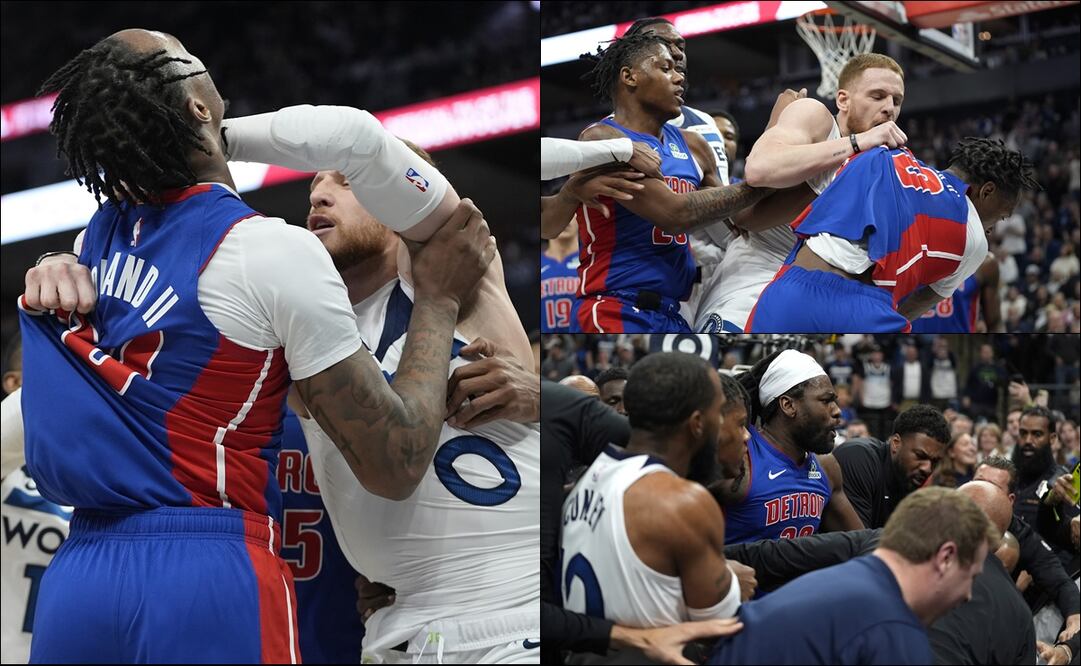 Jugadores de Timberwolves y Pistons protagonizan bronca en pleno partido. FOTOS: AP