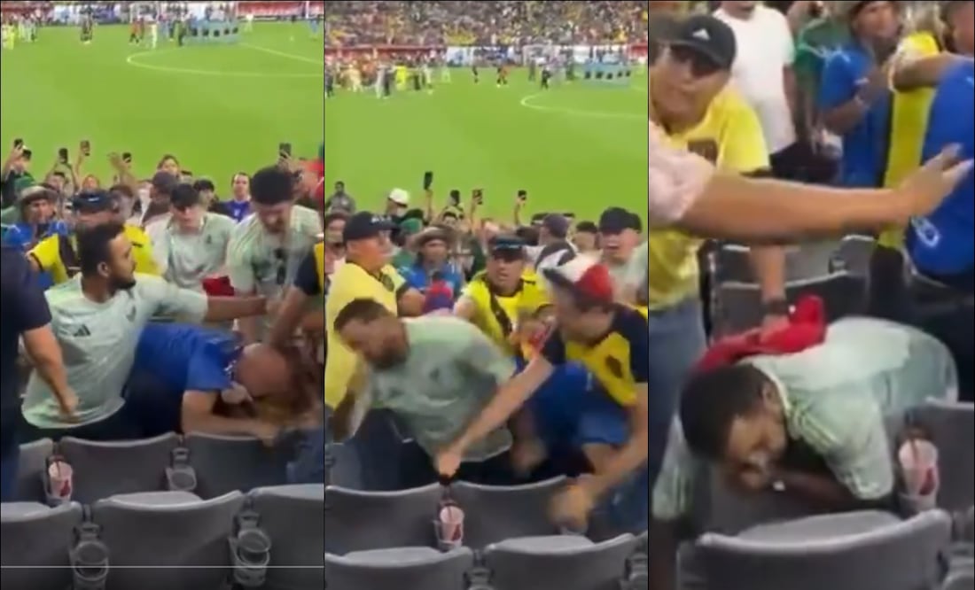 Aficionados de México y Ecuador se fueron a los golpes. FOTOS: Capturas