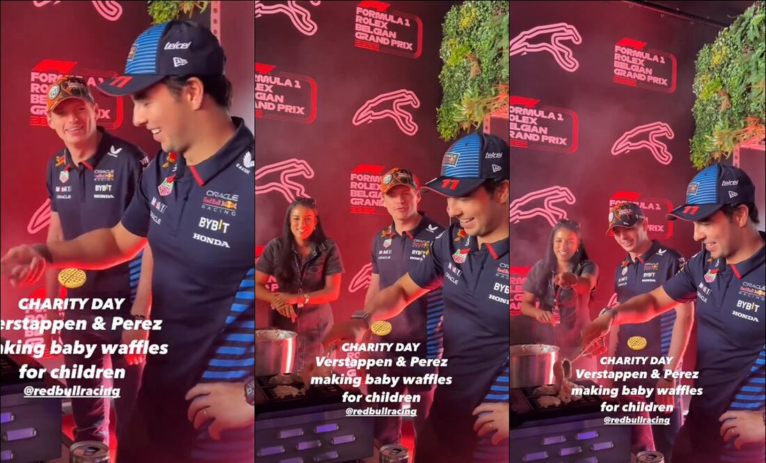 'Checo' Pérez resultó ser un experto en la preparación de waffles. FOTO: Capturas