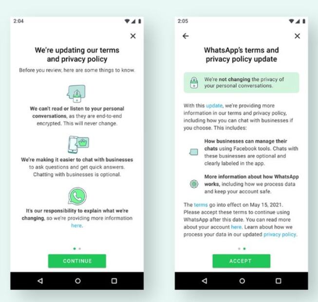 WhatsApp no limitará las funciones de quienes no acepten sus nuevas condiciones