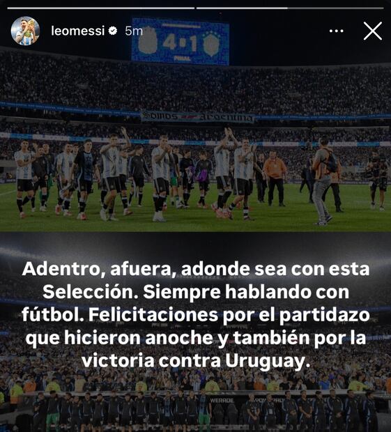 Lionel Messi celebra goleada sobre Brasil