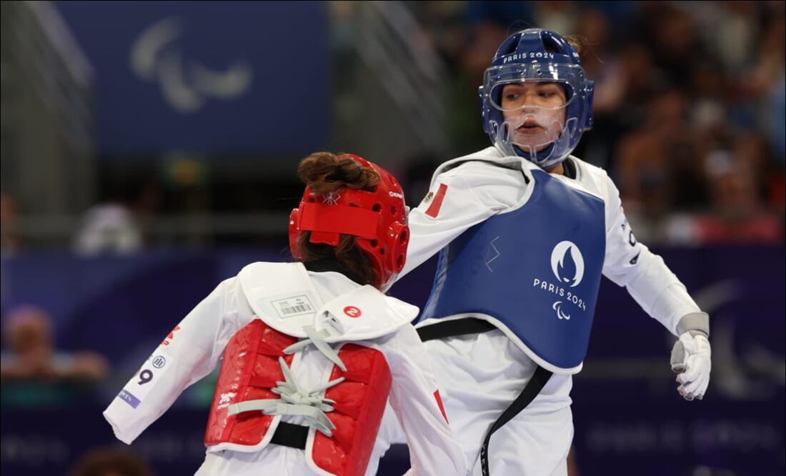 Claudia Romero en su duelo ante la marroquí Naoual Laarif. FOTO: @Conade
