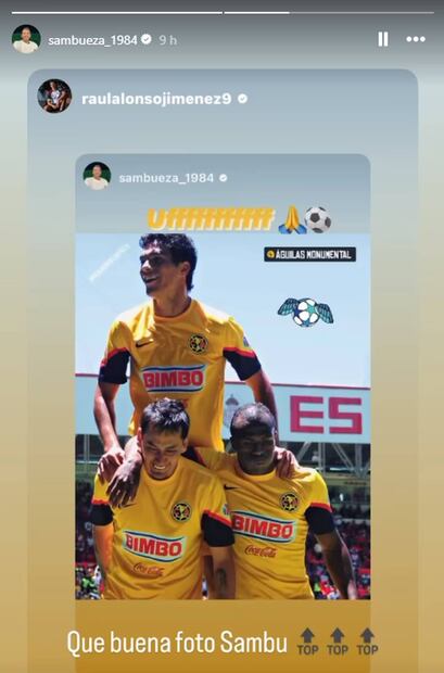 Sambu recordó con esta imagen al fallecido Chucho Benítez, quien fuera delantero del América. Foto: Especial