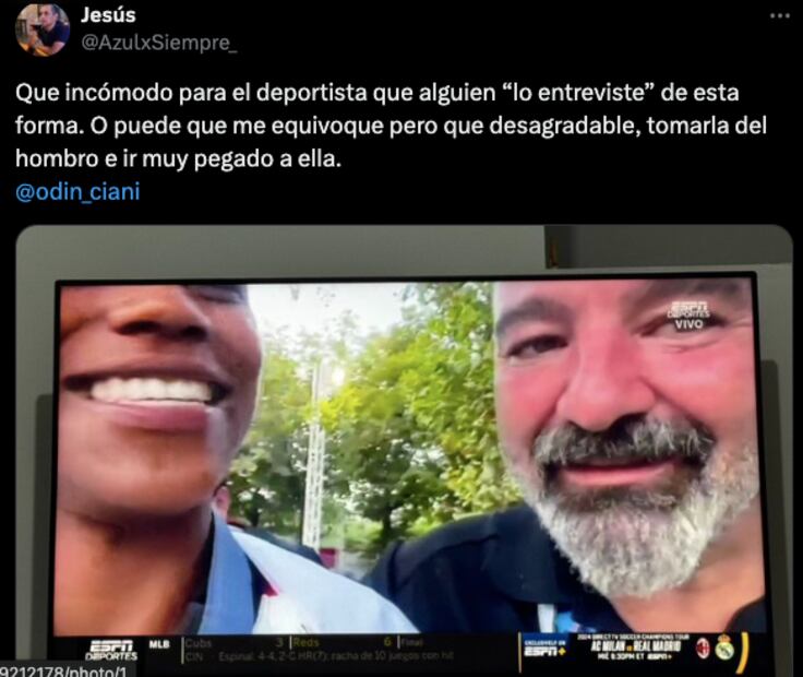 En redes sociales han criticado a Odin Ciani por haber incomodado a Prisca Awiti. Foto: Especial