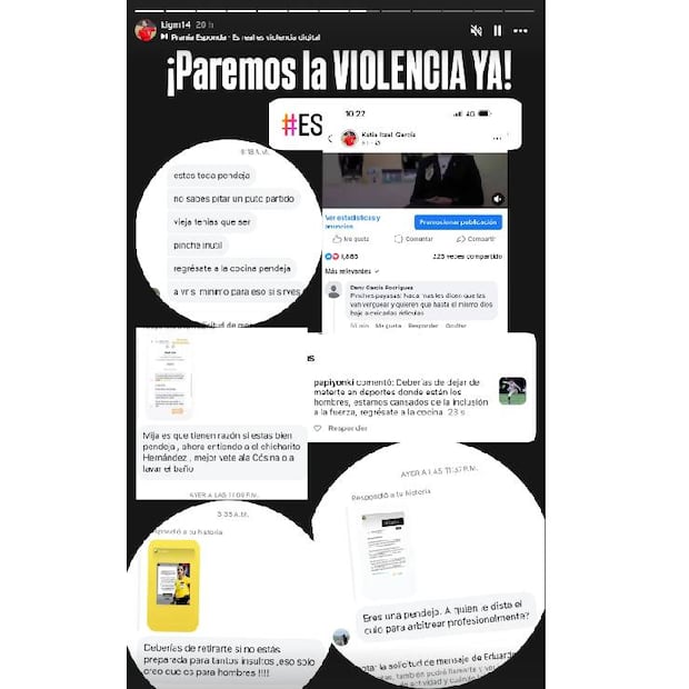 Estos son algunos de los mensajes que ha recibido la árbitro mexicana. FOTO: Captura