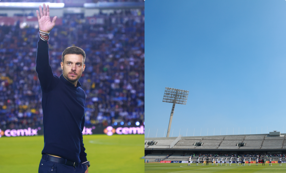 Martín Anselmi con Cruz Azul/ Vista panorámica del Estadio Olímpico Universitario - Foto: Imago7