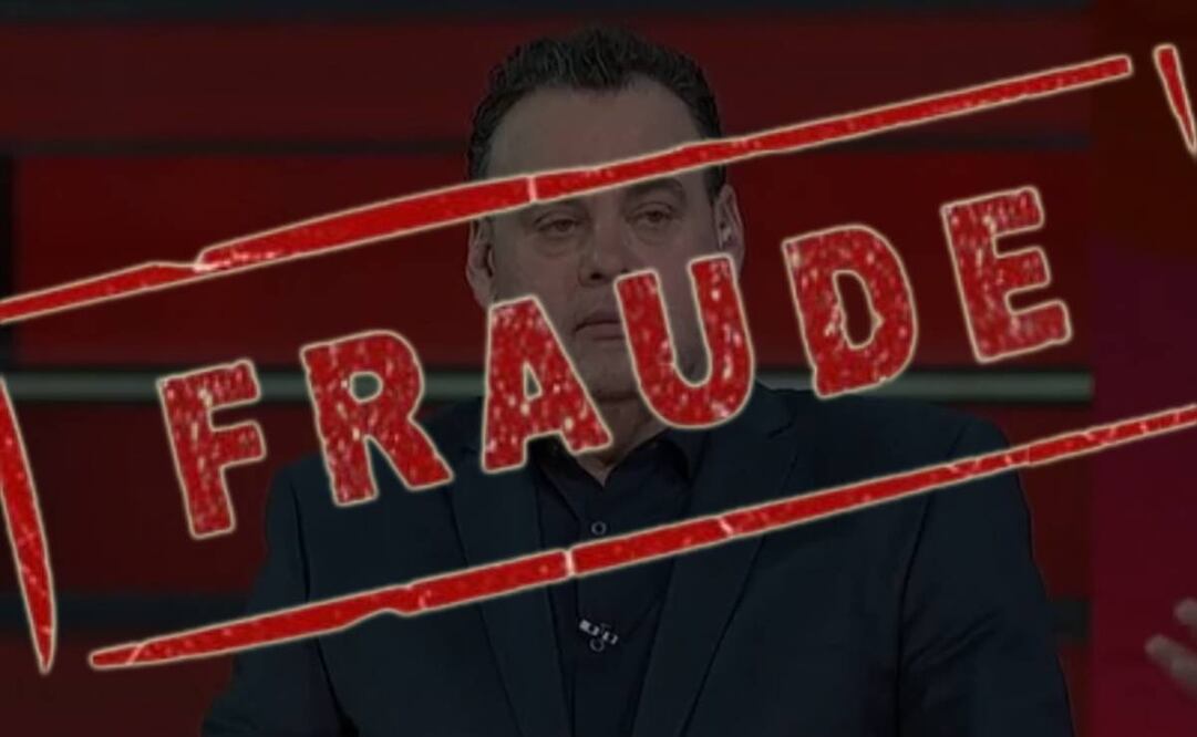 David Faitelson enojado en Tercer Grado Deportivo y logo de Fraude / FOTO: Captura y Especial